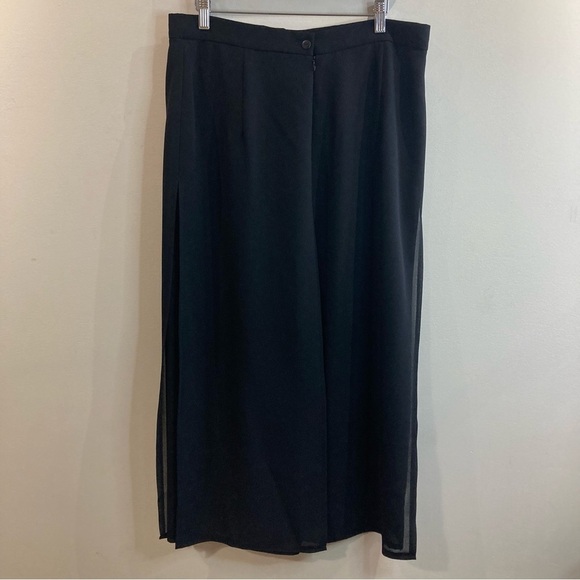 JOSEPH RIBKOFF Sz L Sheer Panels Wide Leg Zipper Closure Gaucho Pants Culottes - Picture 5 of 9